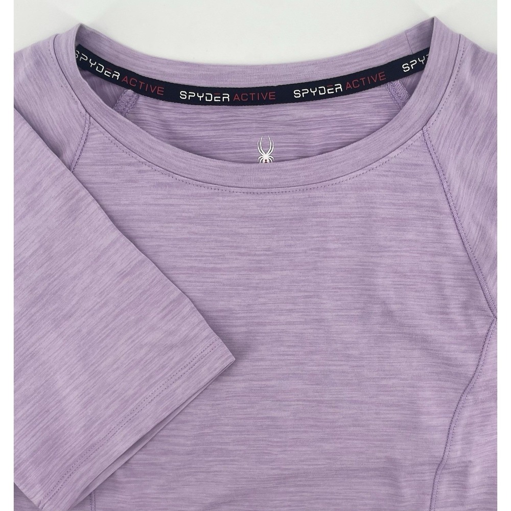 Spyder Active Shirt Womens Medium Purple Short Sleeve Side Zip Pocket Athletic
